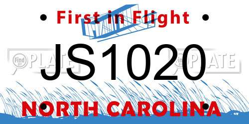 JS1020 North Carolina License Plate