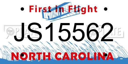 JS15562 North Carolina License Plate