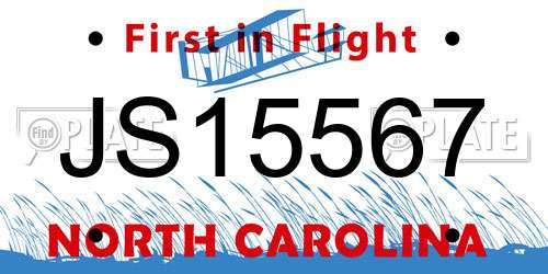JS15567 North Carolina License Plate