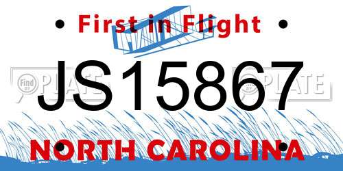 JS15867 North Carolina License Plate