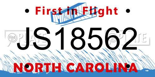 JS18562 North Carolina License Plate