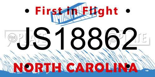 JS18862 North Carolina License Plate