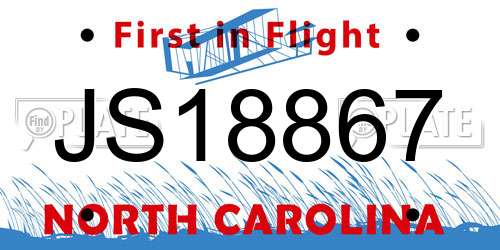 JS18867 North Carolina License Plate