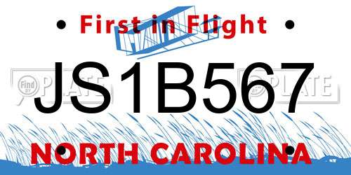 JS1B567 North Carolina License Plate