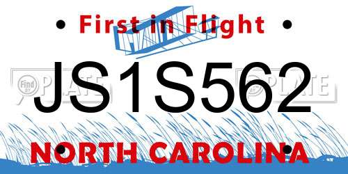 JS1S562 North Carolina License Plate