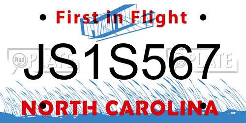 JS1S567 North Carolina License Plate