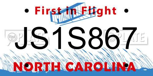JS1S867 North Carolina License Plate