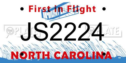 JS2224 North Carolina License Plate