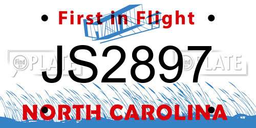 JS2897 North Carolina License Plate