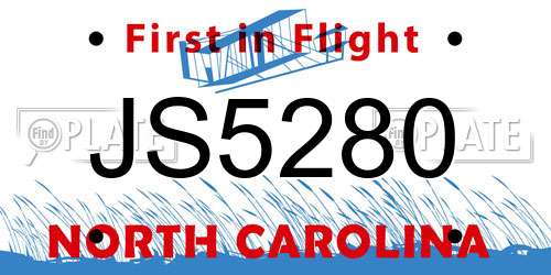 JS5280 North Carolina License Plate