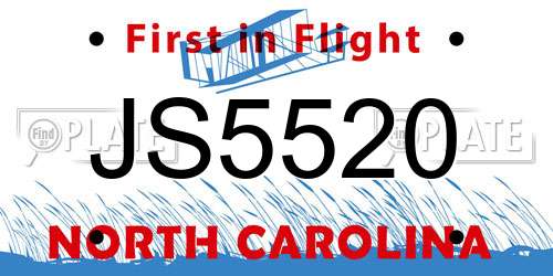 JS5520 North Carolina License Plate