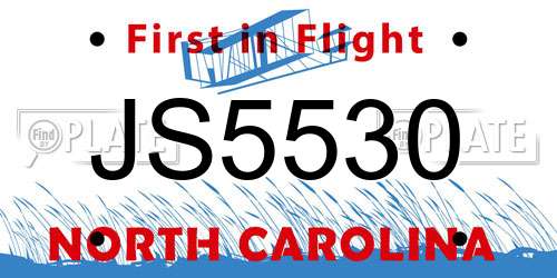 JS5530 North Carolina License Plate
