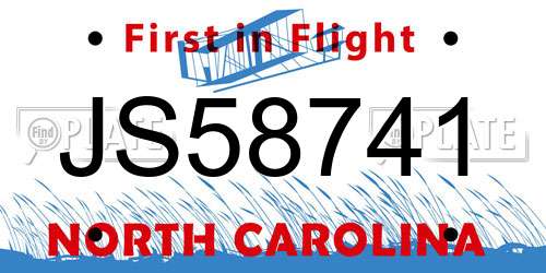 JS58741 North Carolina License Plate