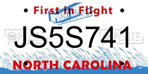 JS5S741 North Carolina License Plate