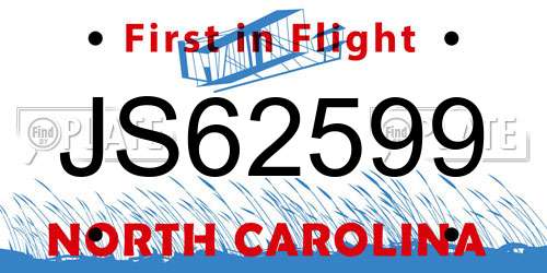 JS62599 North Carolina License Plate