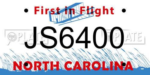 JS6400 North Carolina License Plate