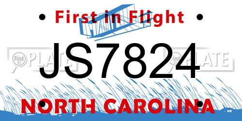 JS7824 North Carolina License Plate