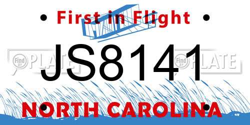 JS8141 North Carolina License Plate