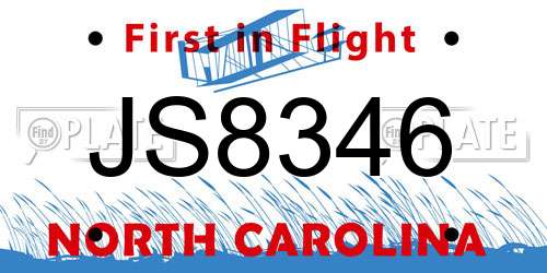 JS8346 North Carolina License Plate