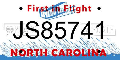 JS85741 North Carolina License Plate