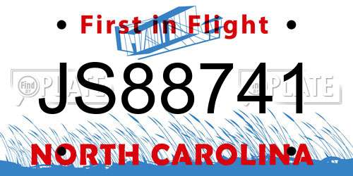 JS88741 North Carolina License Plate