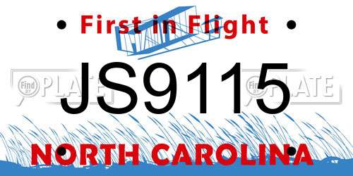 JS9115 North Carolina License Plate