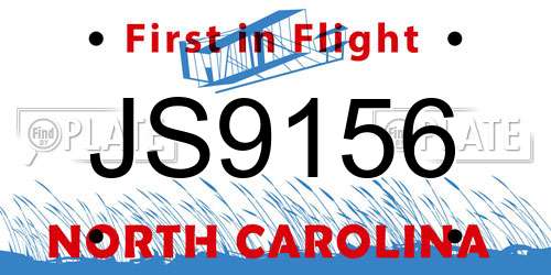JS9156 North Carolina License Plate