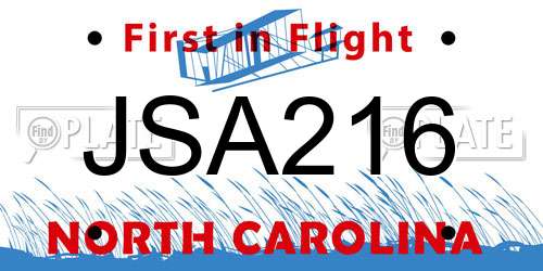 JSA216 North Carolina License Plate