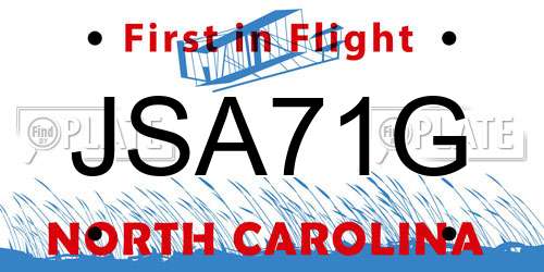 JSA71G North Carolina License Plate