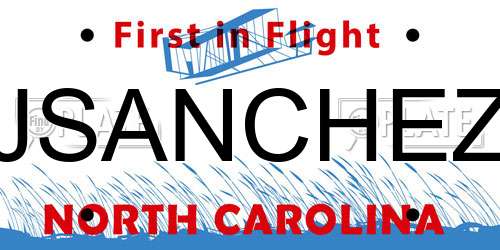 JSANCHEZ North Carolina License Plate