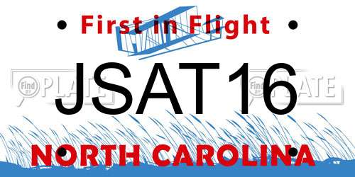 JSAT16 North Carolina License Plate