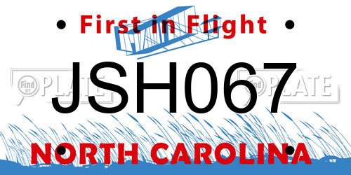 JSH067 North Carolina License Plate