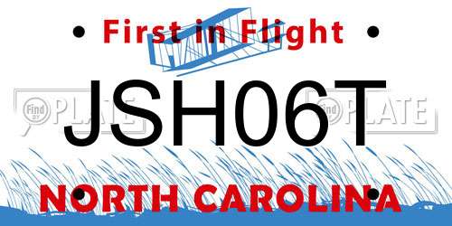 JSH06T North Carolina License Plate