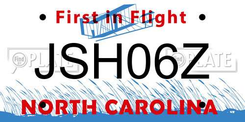 JSH06Z North Carolina License Plate