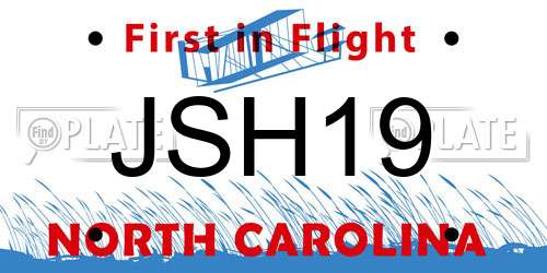 JSH19 North Carolina License Plate