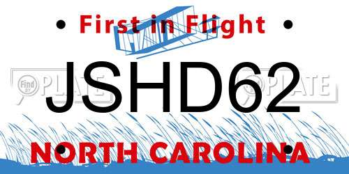 JSHD62 North Carolina License Plate