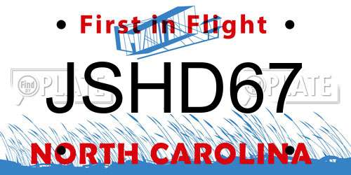JSHD67 North Carolina License Plate