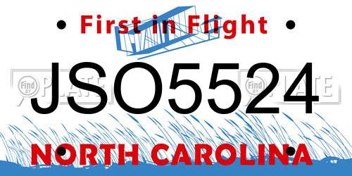 JSO5524 North Carolina License Plate