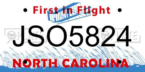 JSO5824 North Carolina License Plate