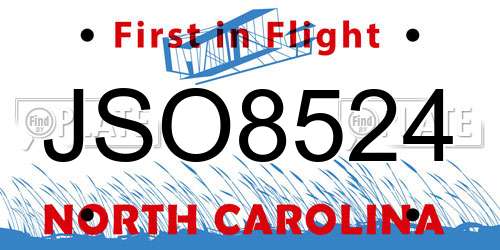 JSO8524 North Carolina License Plate