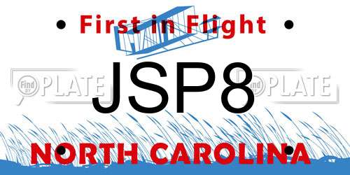 JSP8 North Carolina License Plate