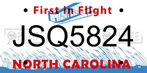 JSQ5824 North Carolina License Plate
