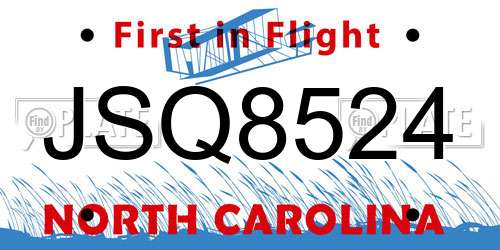 JSQ8524 North Carolina License Plate