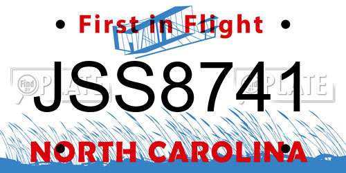 JSS8741 North Carolina License Plate