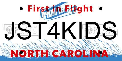 JST4KIDS North Carolina License Plate