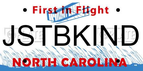 JSTBKIND North Carolina License Plate