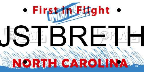 JSTBRETH North Carolina License Plate