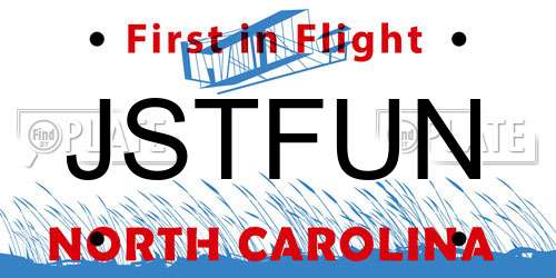 JSTFUN North Carolina License Plate
