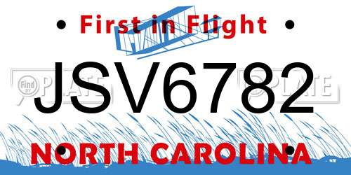 JSV6782 North Carolina License Plate