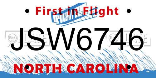 JSW6746 North Carolina License Plate